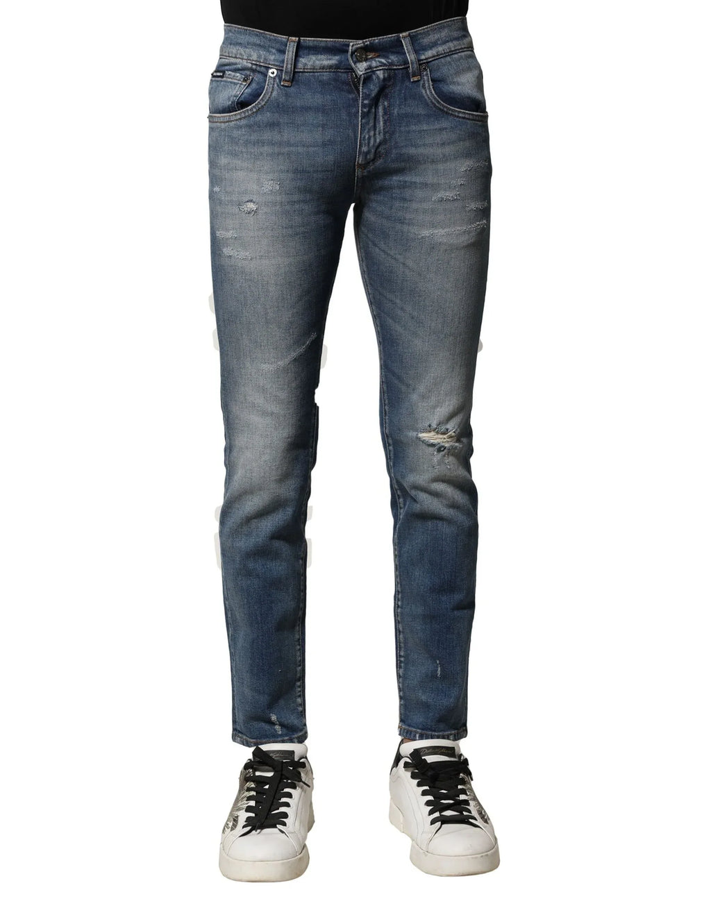 Dolce & Gabbana Blue Washed Cotton Slim Fit Men Denim Jeans - Zeiniez