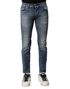 Dolce & Gabbana Blue Washed Cotton Slim Fit Men Denim Jeans - Zeiniez