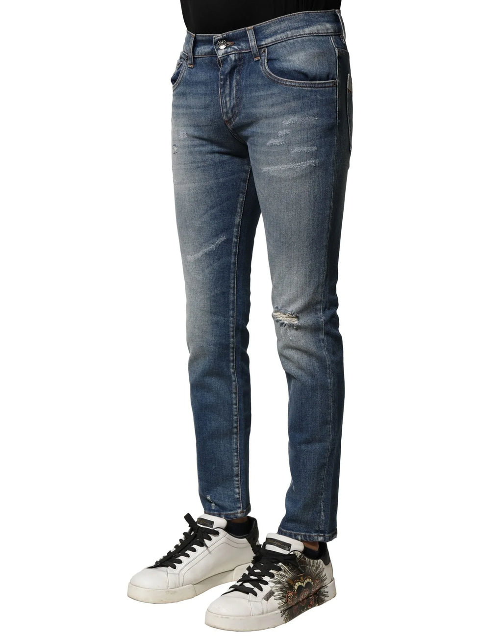 Dolce & Gabbana Blue Washed Cotton Slim Fit Men Denim Jeans - Zeiniez