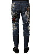 Dolce & Gabbana Blue Cotton Rhinestone Embellish Denim Jeans - Zeiniez