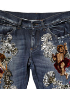 Dolce & Gabbana Blue Cotton Rhinestone Embellish Denim Jeans - Zeiniez