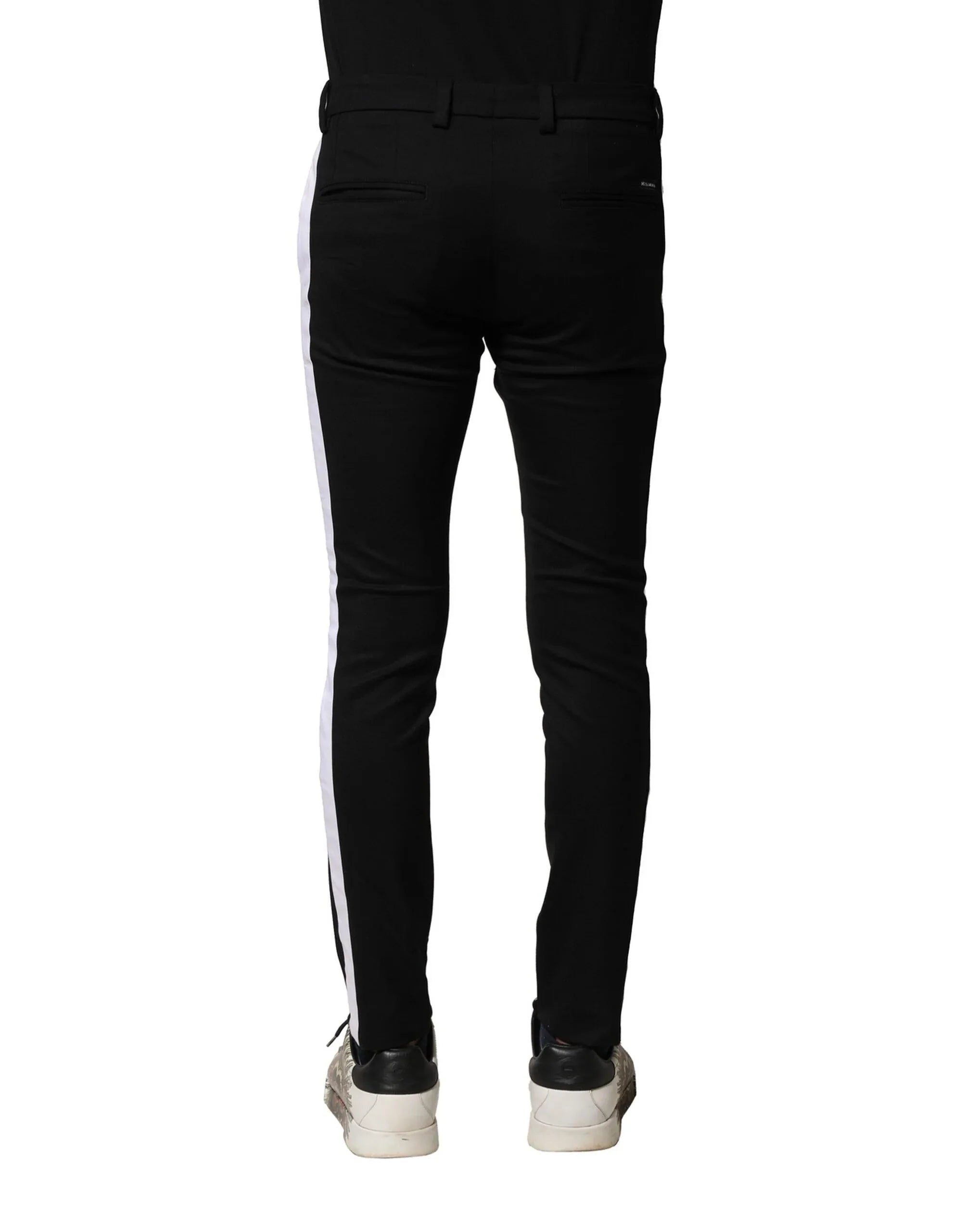 Dolce & Gabbana Black Wool Men Skinny Mid Waist Pants - Zeiniez