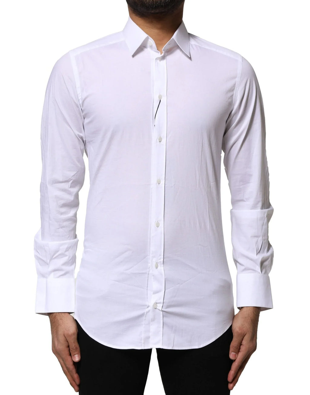 Dolce & Gabbana White Cotton GOLD Long Sleeves Dress Shirt - Zeiniez