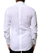 Dolce & Gabbana White Cotton GOLD Long Sleeves Dress Shirt - Zeiniez