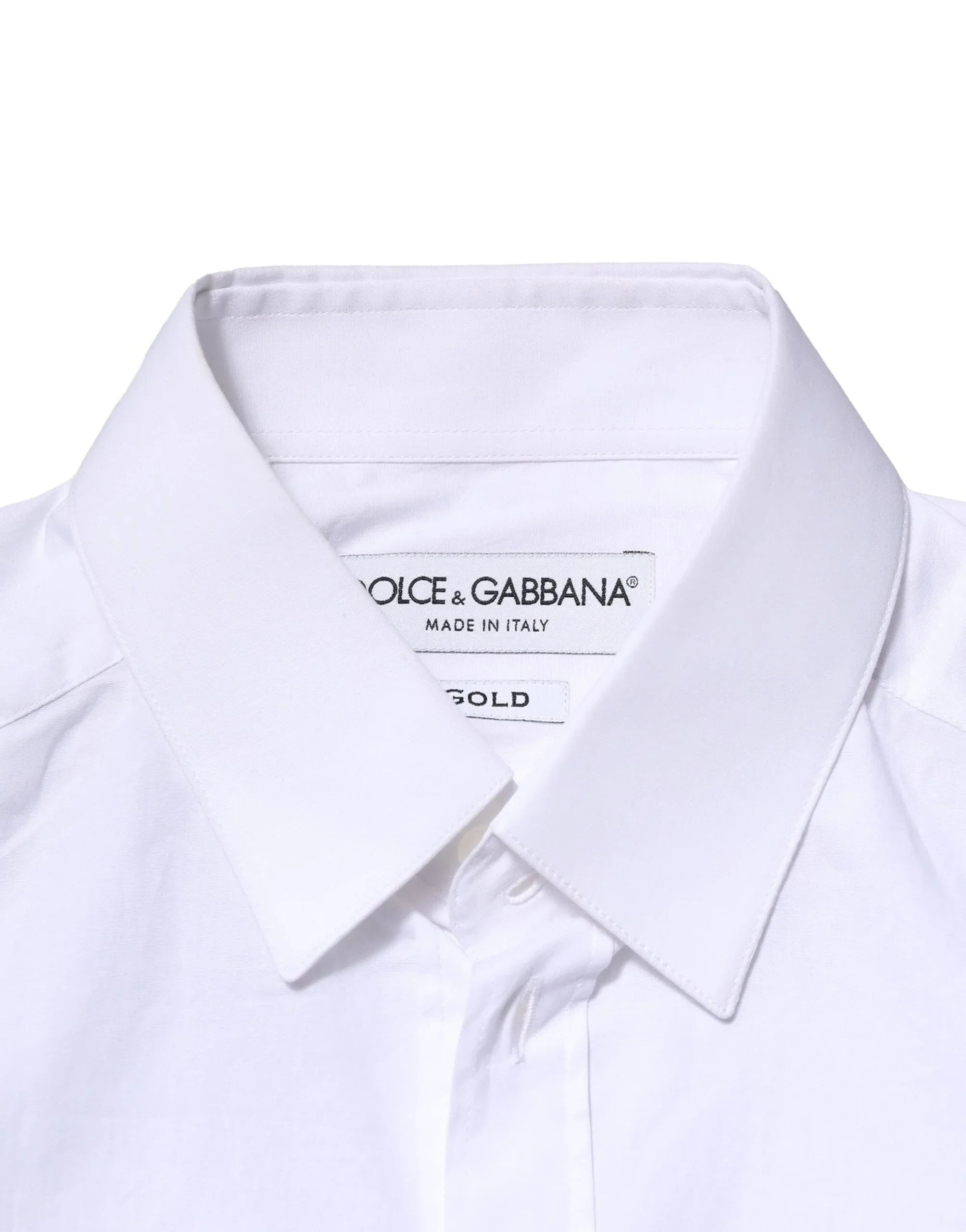 Dolce & Gabbana White Cotton GOLD Long Sleeves Dress Shirt - Zeiniez