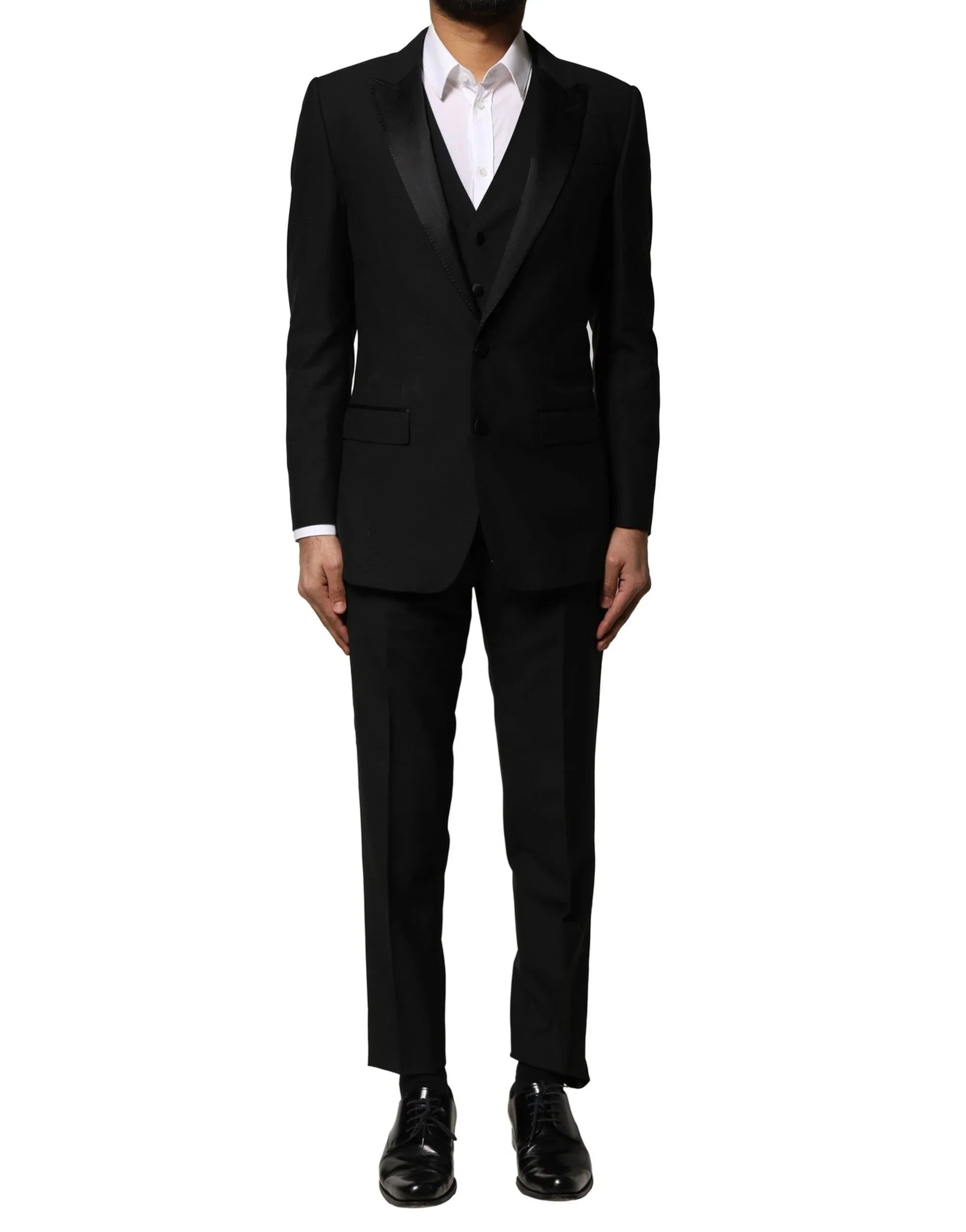 Dolce & Gabbana Black Wool 3 Piece Single Breasted Suit - Zeiniez
