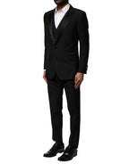 Dolce & Gabbana Black Wool 3 Piece Single Breasted Suit - Zeiniez