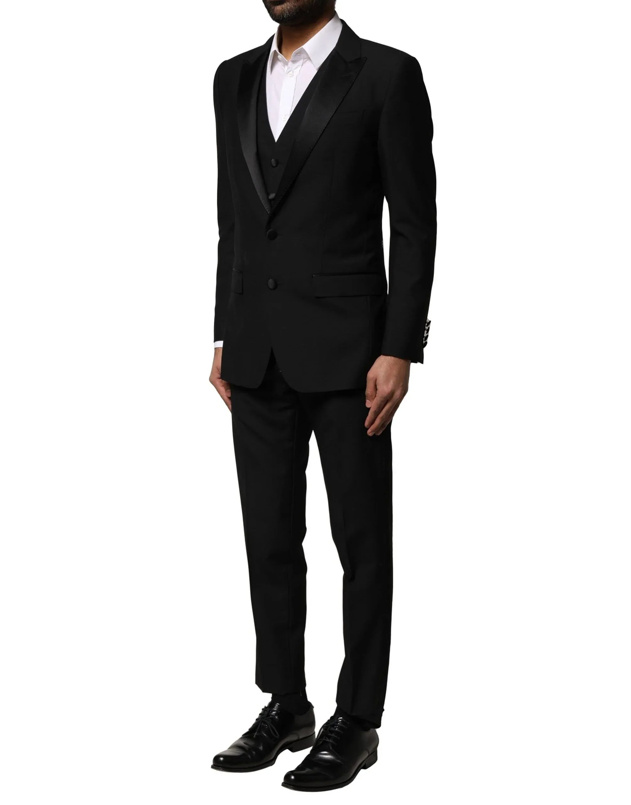Dolce & Gabbana Black Wool 3 Piece Single Breasted Suit - Zeiniez