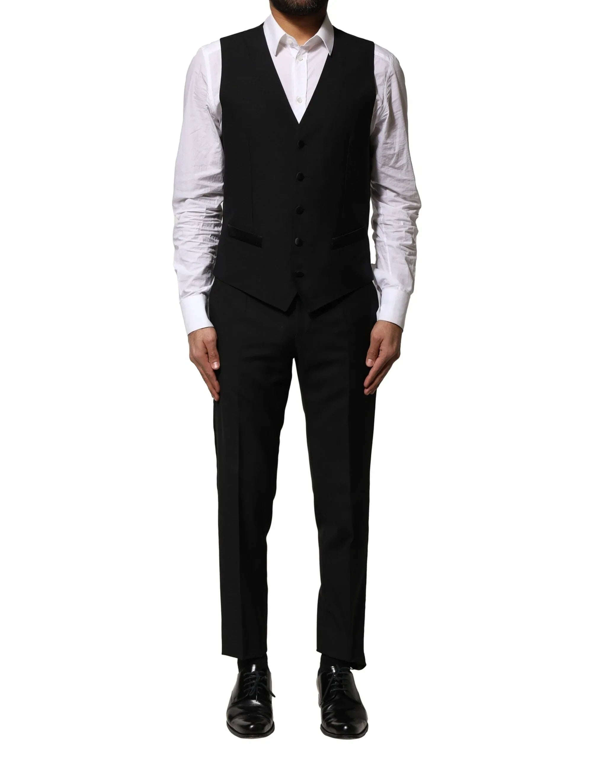 Dolce & Gabbana Black Wool 3 Piece Single Breasted Suit - Zeiniez