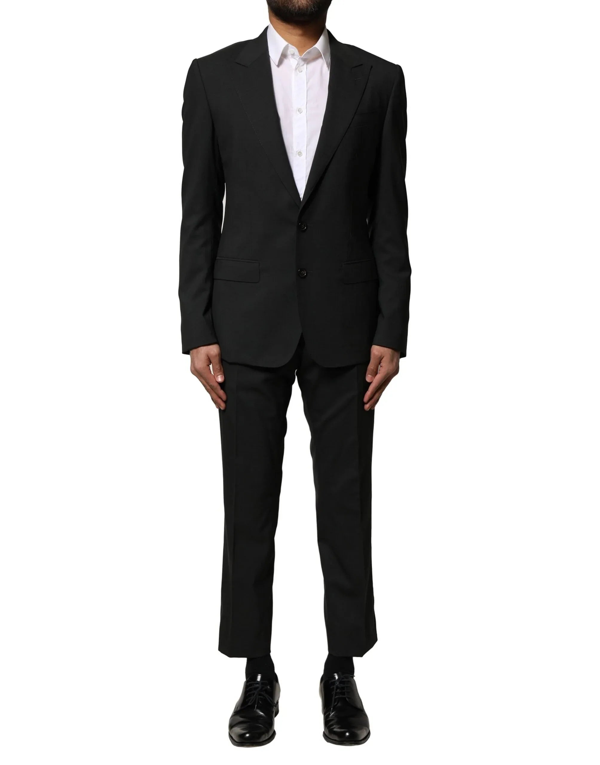 Dolce & Gabbana Black Wool 2 Piece Single Breasted Suit - Zeiniez