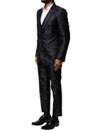 Dolce & Gabbana Black Jacquard 3 Piece Single Breasted Suit - Zeiniez