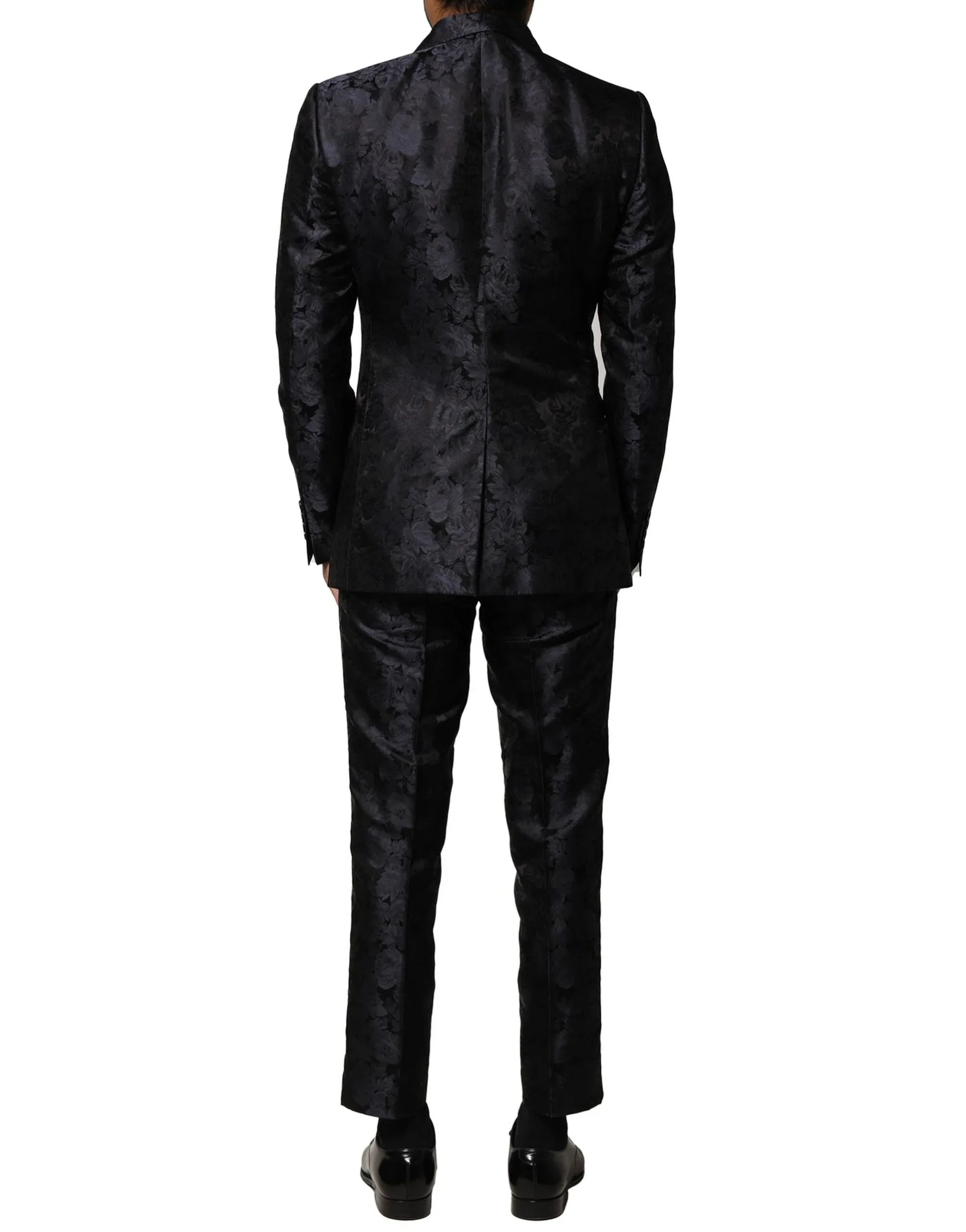 Dolce & Gabbana Black Jacquard 3 Piece Single Breasted Suit - Zeiniez