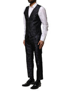 Dolce & Gabbana Black Jacquard 3 Piece Single Breasted Suit - Zeiniez