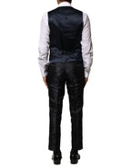 Dolce & Gabbana Black Jacquard 3 Piece Single Breasted Suit - Zeiniez