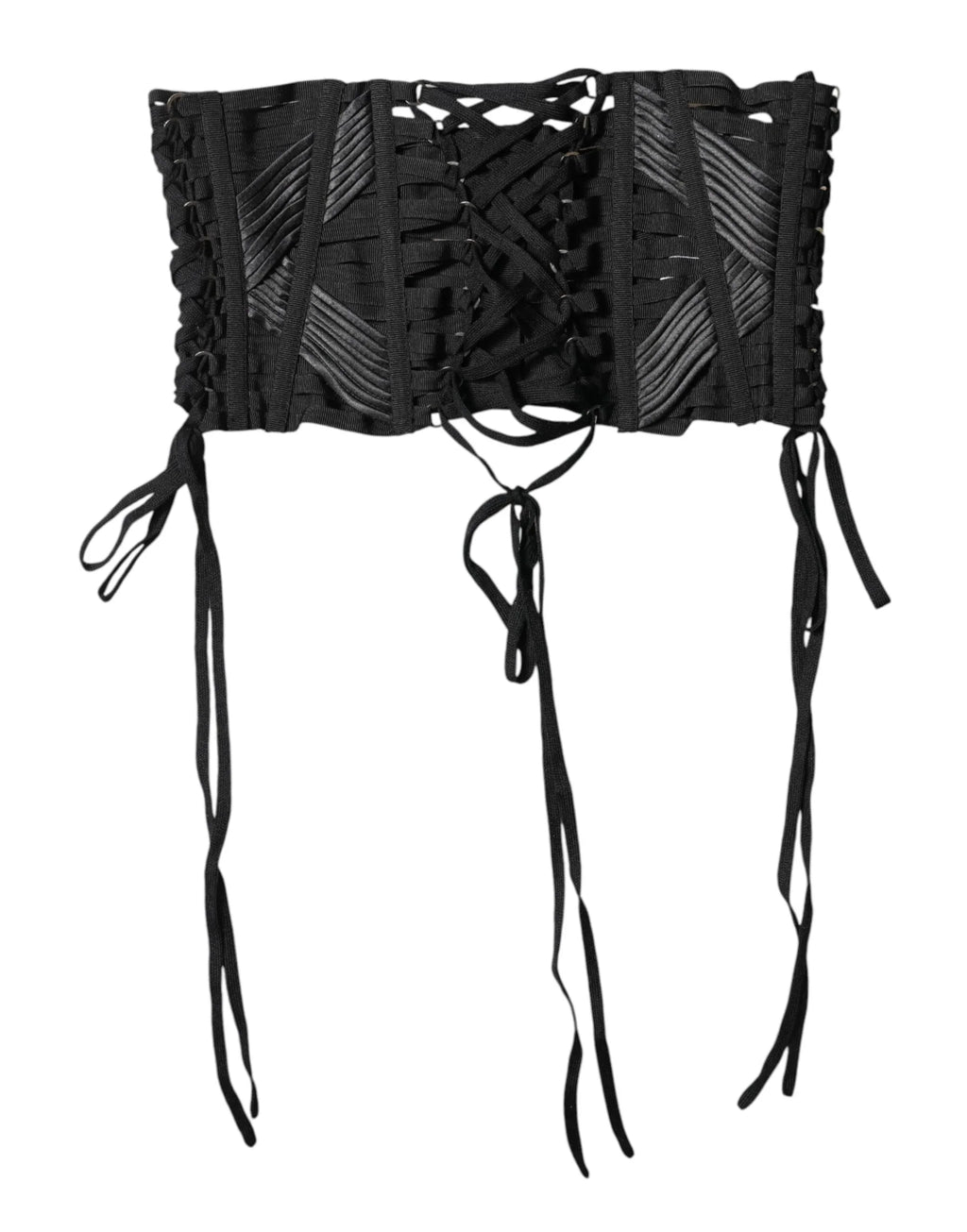 Dolce & Gabbana Black Cotton Waist LaceUp Strap Corset Belt - Zeiniez