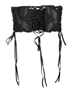 Dolce & Gabbana Black Cotton Waist LaceUp Strap Corset Belt - Zeiniez