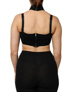 Dolce & Gabbana Black Cropped Viscose Halter Bustier Top - Zeiniez