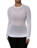 Dolce & Gabbana White Round Neck Long Sleeves Pullover Top