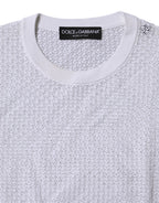 Dolce & Gabbana White Round Neck Long Sleeves Pullover Top - Zeiniez