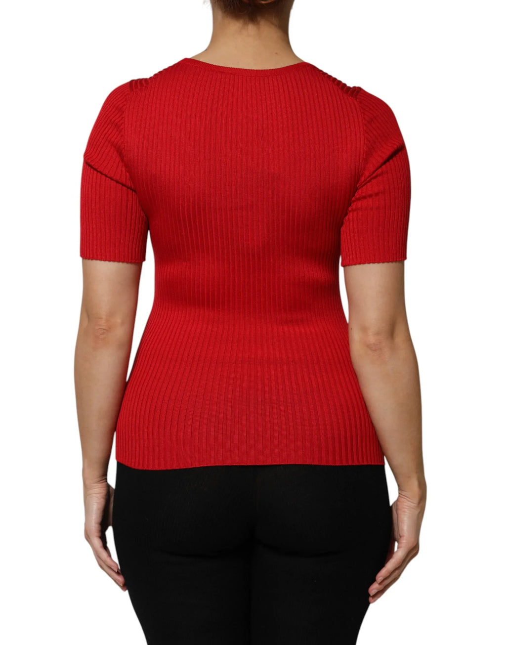 Dolce & Gabbana Red Round Neck Short Sleeves Pullover Top - Zeiniez