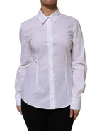 Dolce & Gabbana White Cotton Collared Long Sleeves Shirt Top - Zeiniez