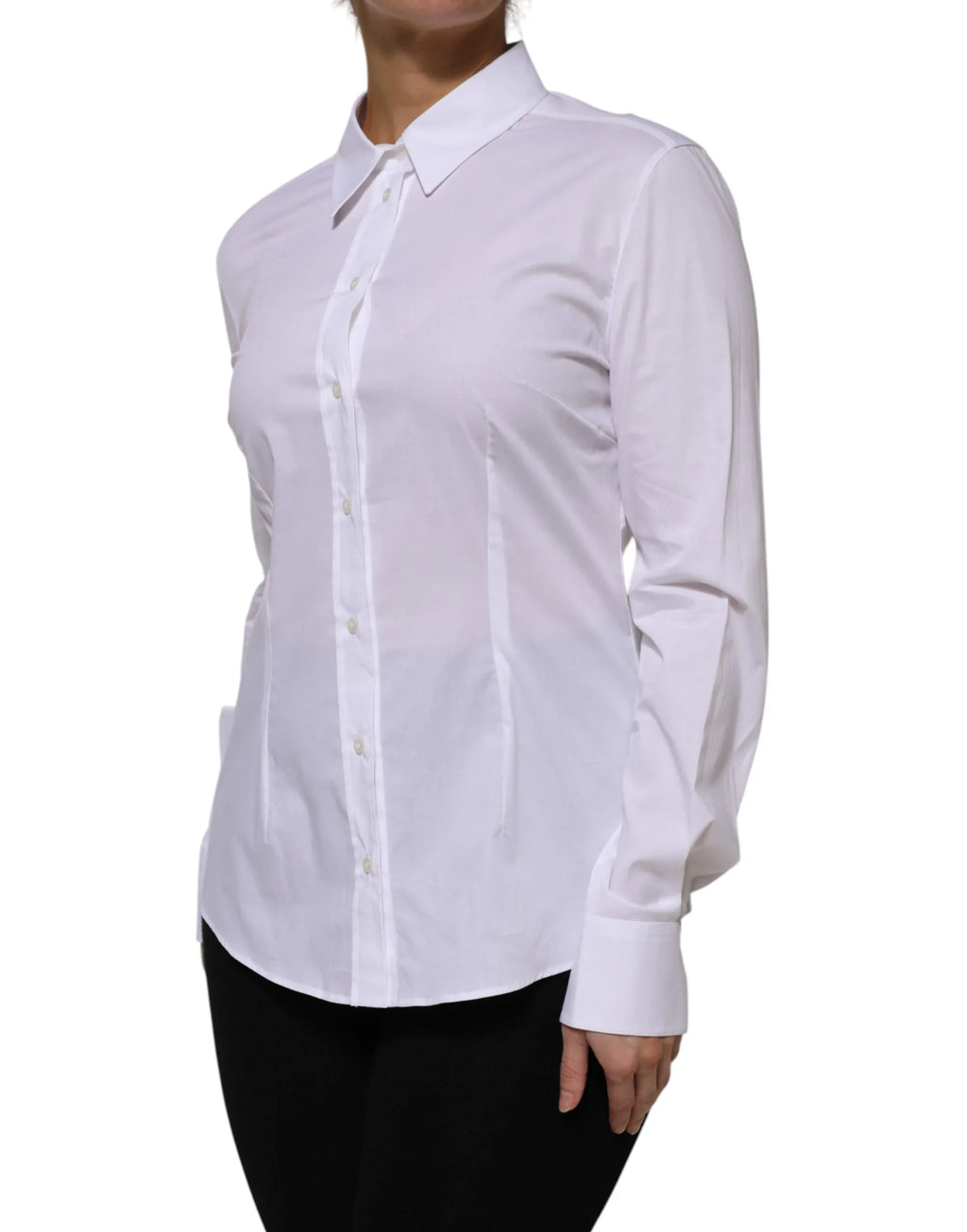 Dolce & Gabbana White Cotton Collared Long Sleeves Shirt Top - Zeiniez
