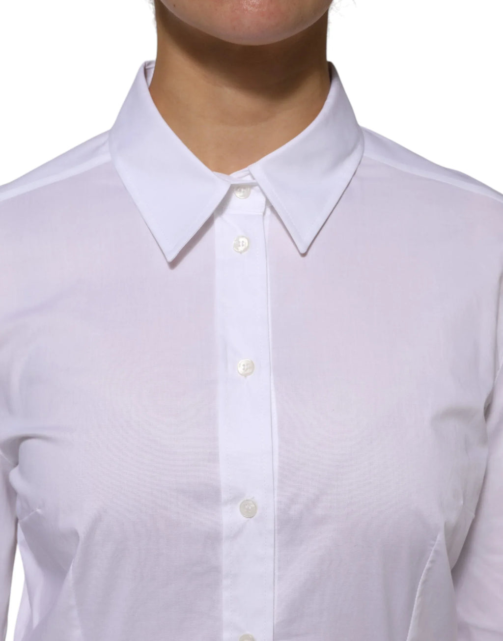 Dolce & Gabbana White Cotton Collared Long Sleeves Shirt Top - Zeiniez