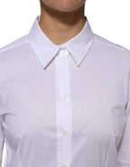 Dolce & Gabbana White Cotton Collared Long Sleeves Shirt Top - Zeiniez