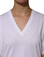 Dolce & Gabbana White Cotton Short Sleeves V-neck T-shirt