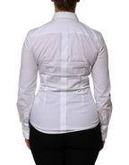 Dolce & Gabbana White Cotton Collared Long Sleeves Shirt Top - Zeiniez