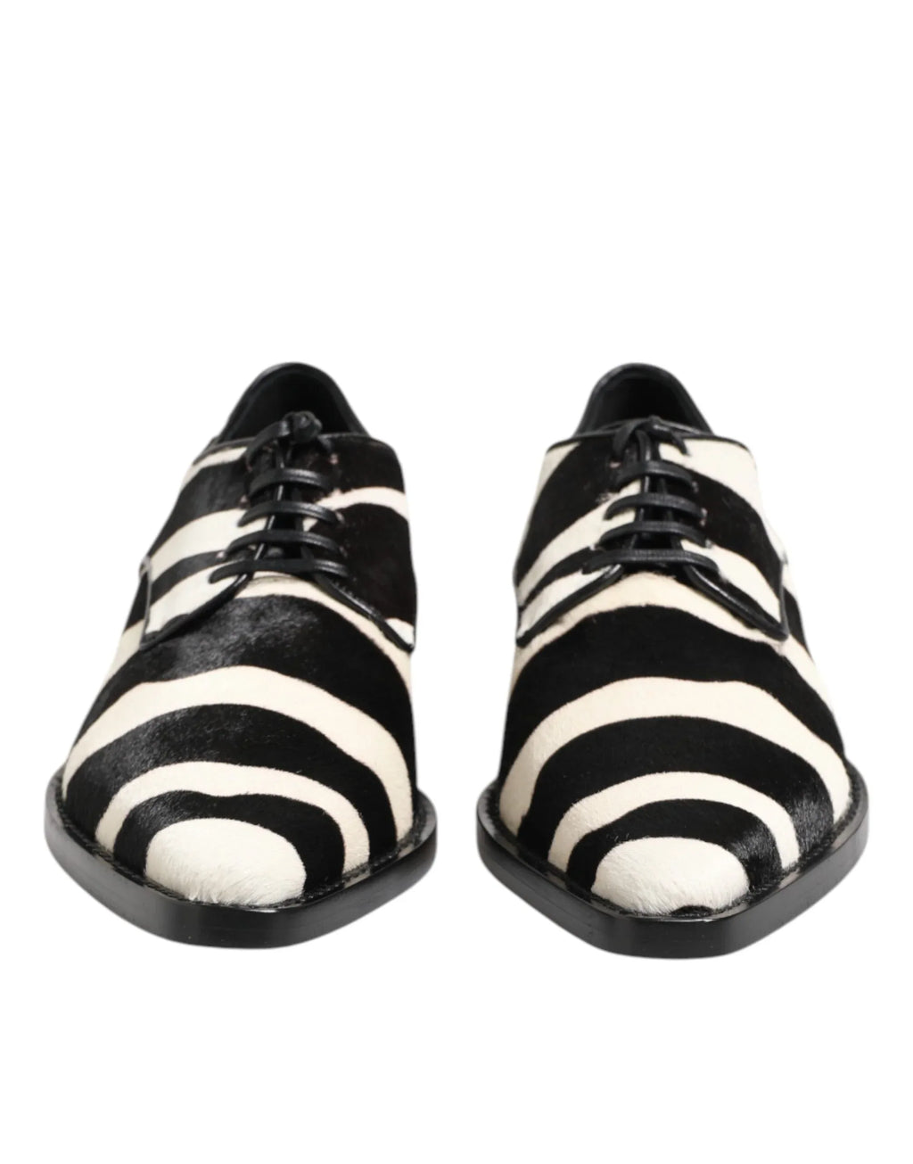 Dolce & Gabbana Black White Zebra Pony Fur Dress Shoes - Zeiniez