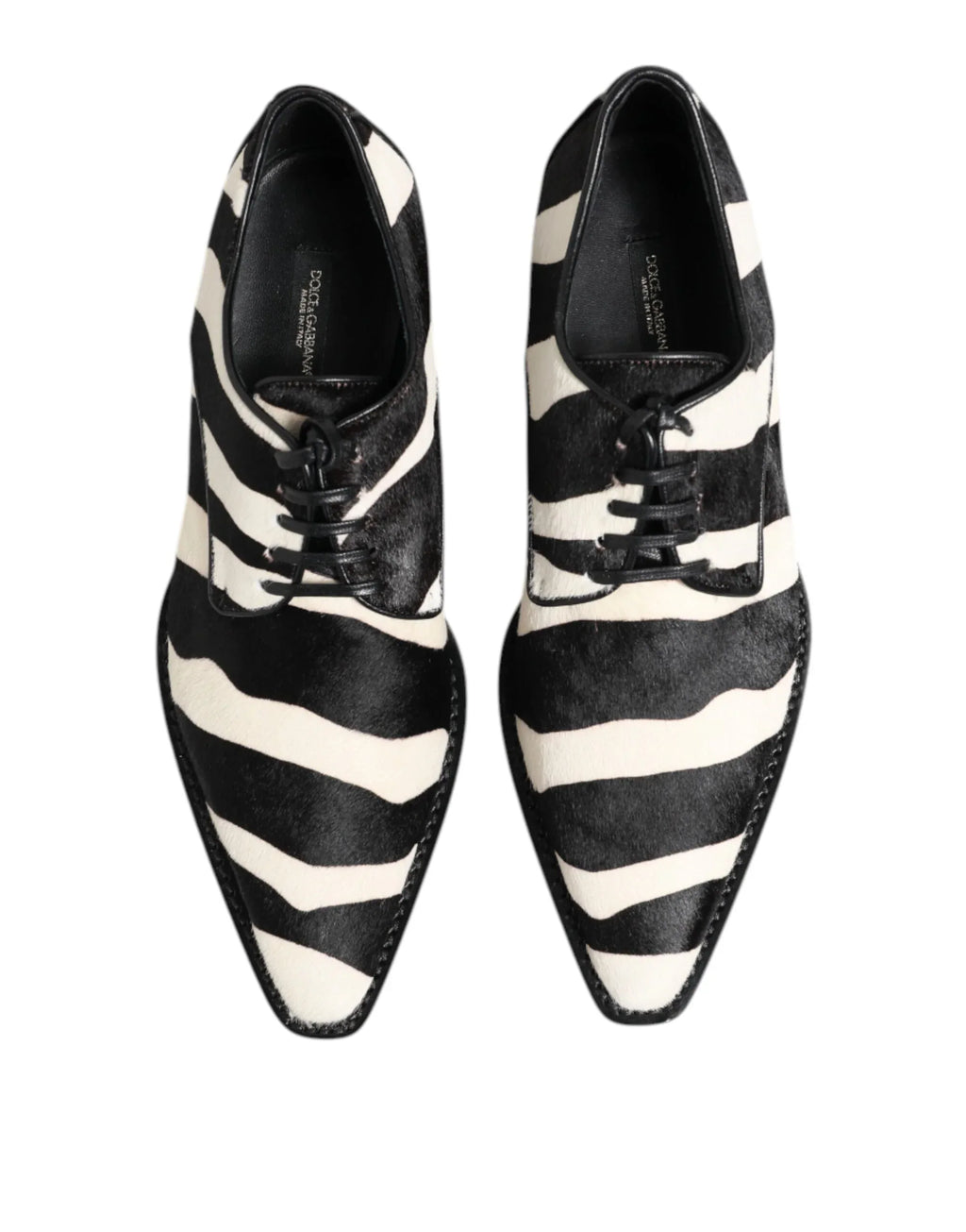Dolce & Gabbana Black White Zebra Pony Fur Dress Shoes - Zeiniez