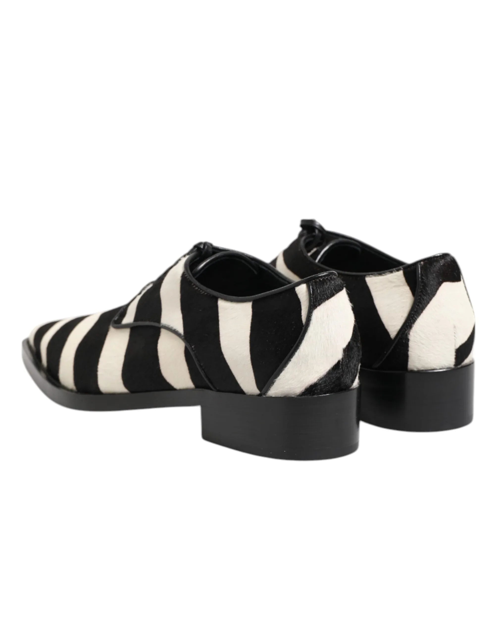 Dolce & Gabbana Black White Zebra Pony Fur Dress Shoes - Zeiniez