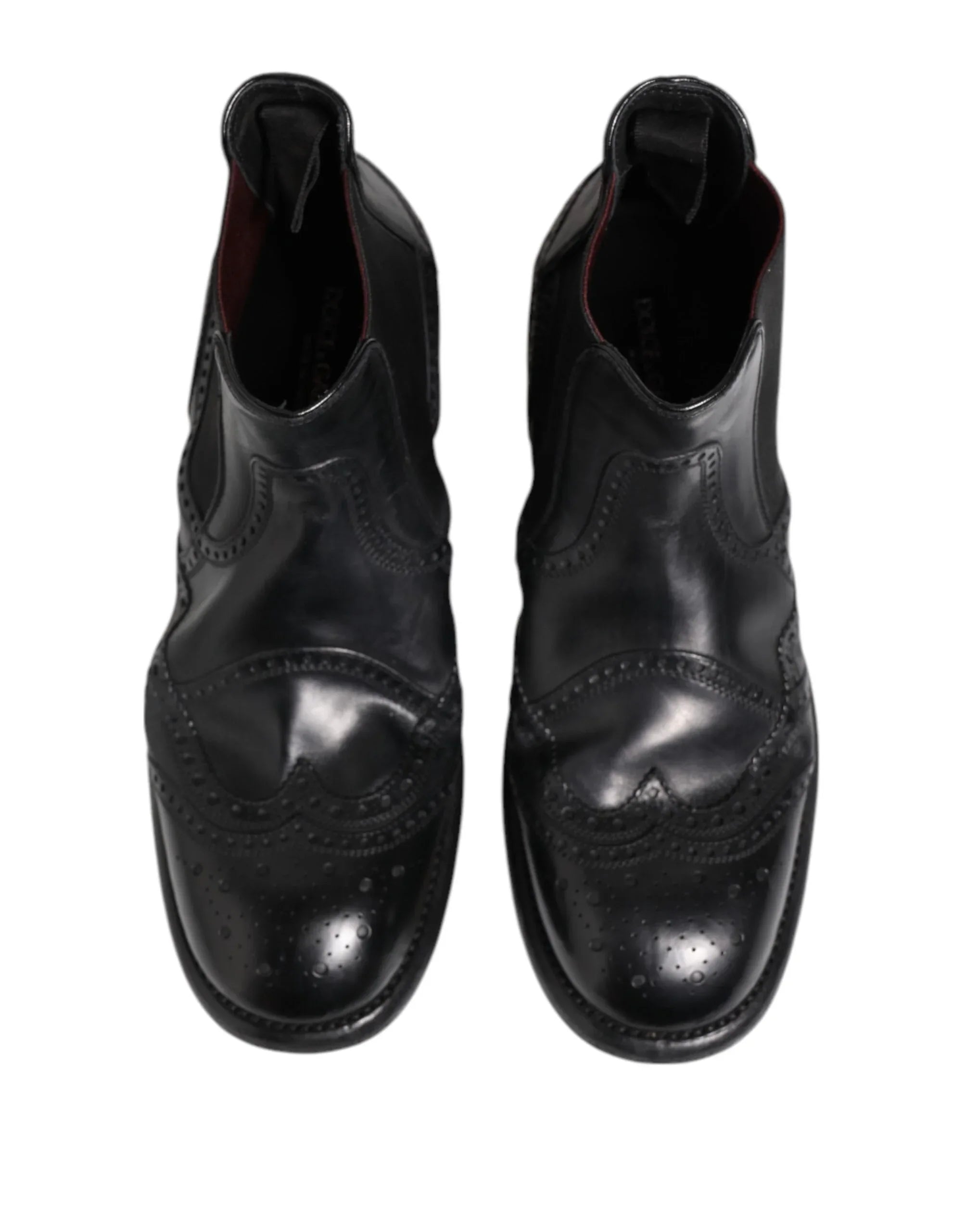 Dolce & Gabbana Black Leather Ankle Boots Slip On Shoes - Zeiniez
