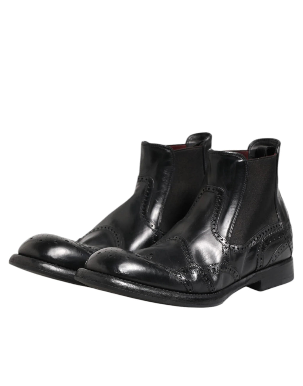 Dolce & Gabbana Black Leather Ankle Boots Slip On Shoes - Zeiniez