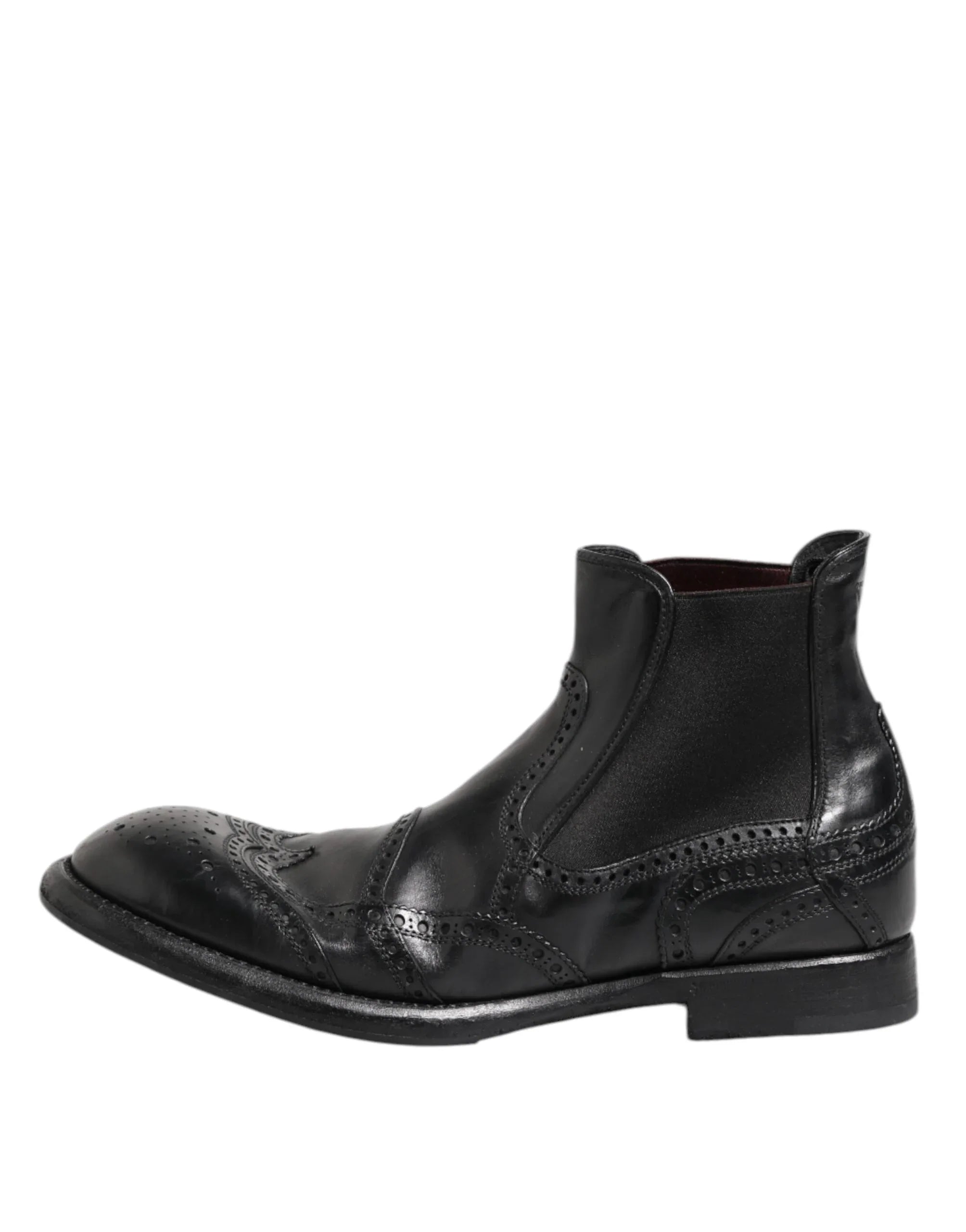 Dolce & Gabbana Black Leather Ankle Boots Slip On Shoes - Zeiniez