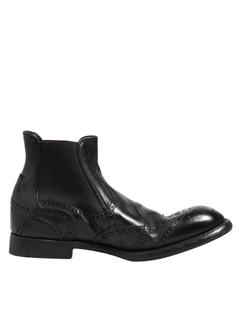 Dolce & Gabbana Black Leather Ankle Boots Slip On Shoes - Zeiniez
