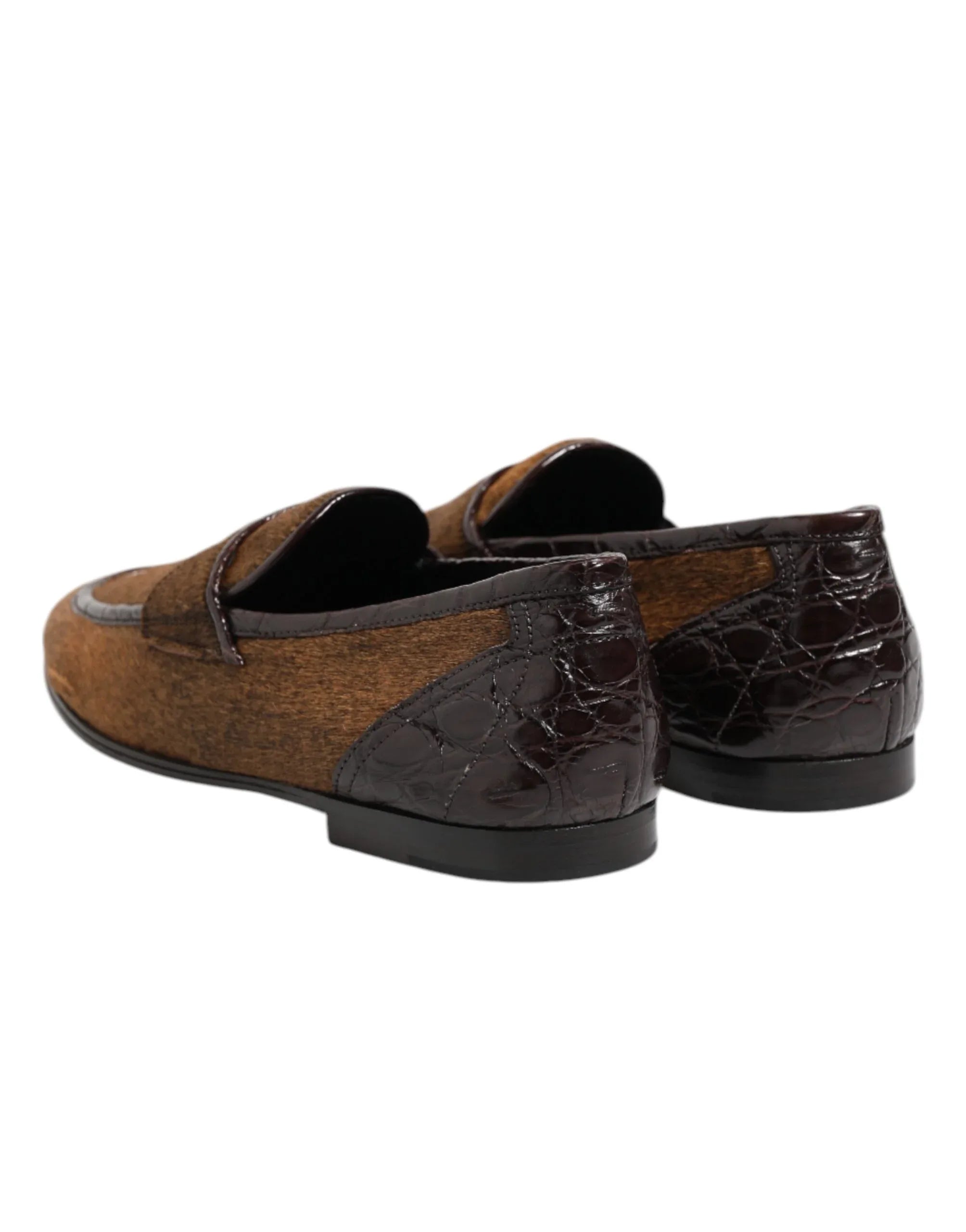 Dolce & Gabbana Brown Loafers Leather Slip On Men Dress Shoes - Zeiniez