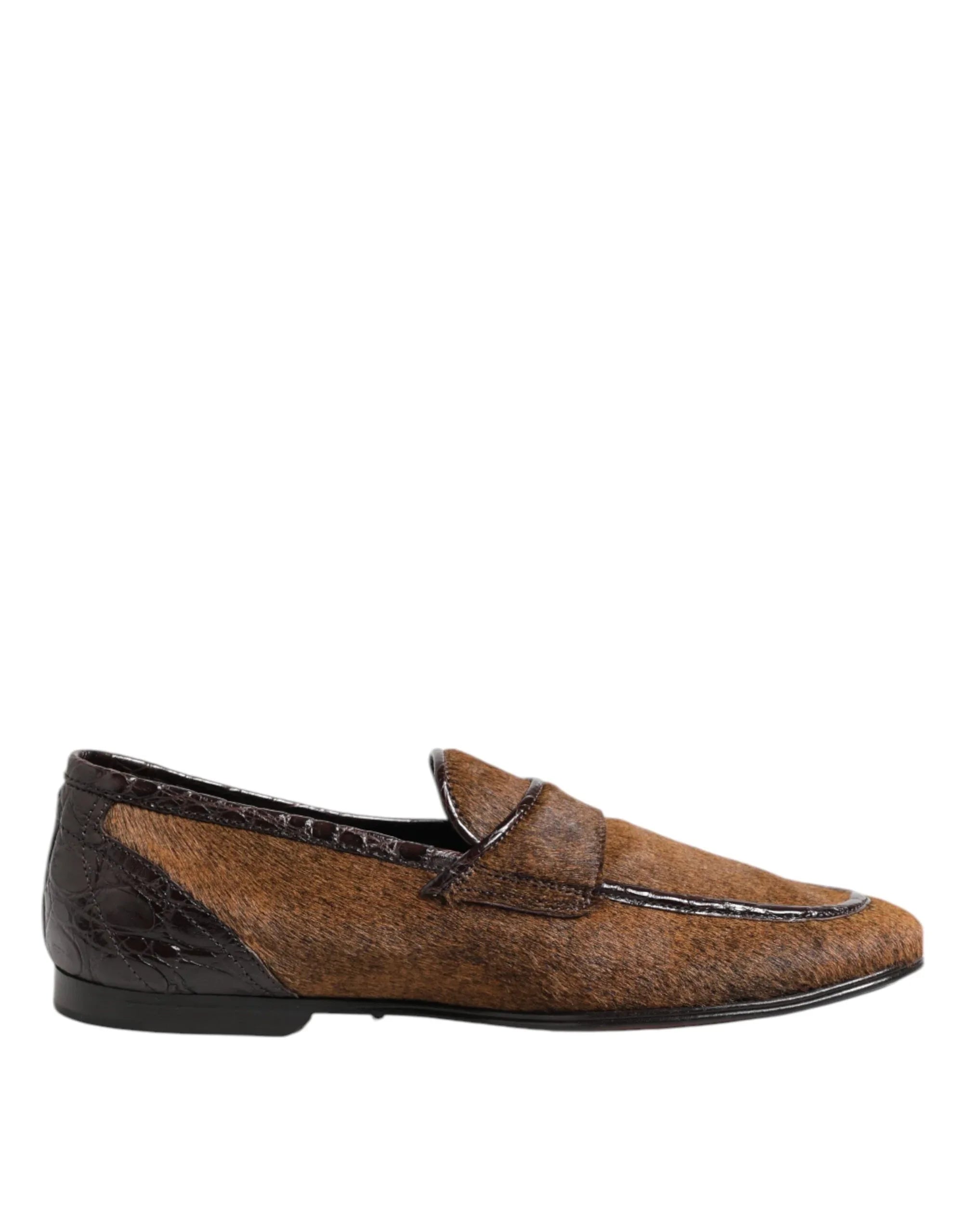 Dolce & Gabbana Brown Loafers Leather Slip On Men Dress Shoes - Zeiniez