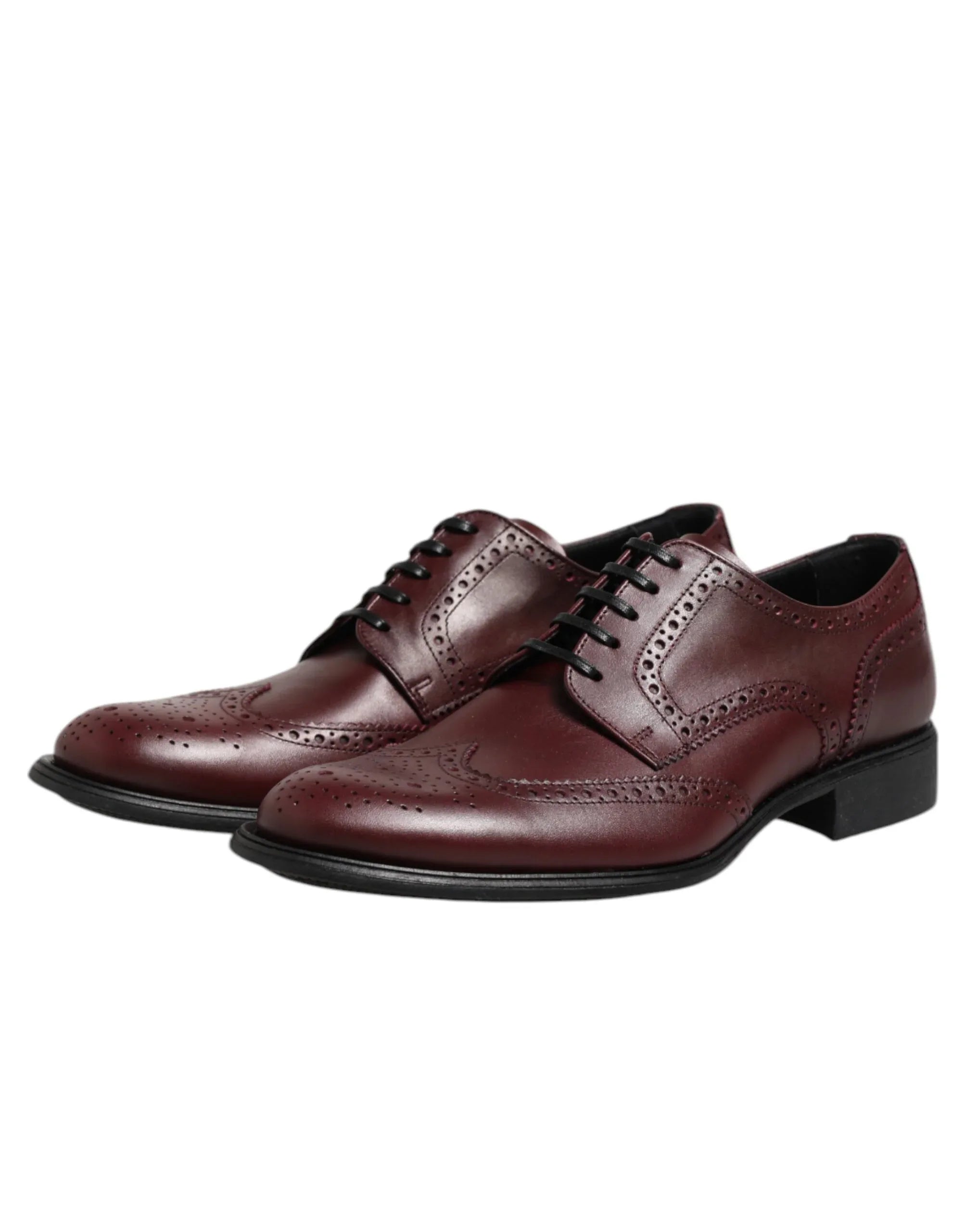 Dolce & Gabbana Brown Leather Lace Up Derby Dress Shoes - Zeiniez