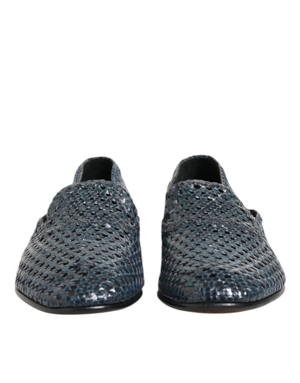Dolce & Gabbana Blue Woven Leather Slip On Loafers Shoes - Zeiniez