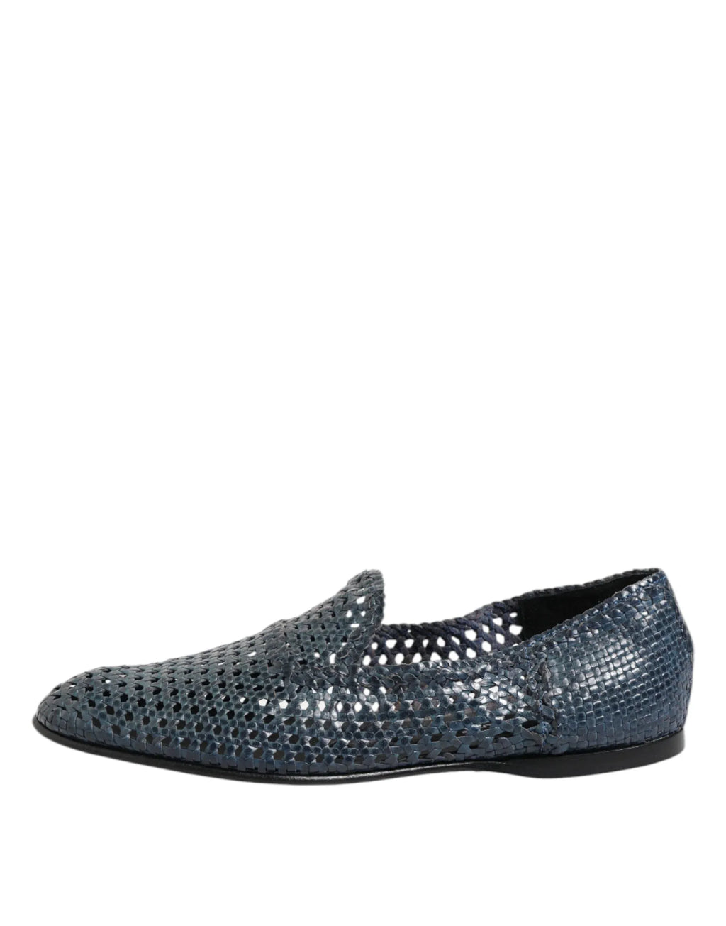 Dolce & Gabbana Blue Woven Leather Slip On Loafers Shoes - Zeiniez