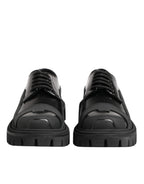 Dolce & Gabbana Black Patent Leather Trekking Derby Shoes