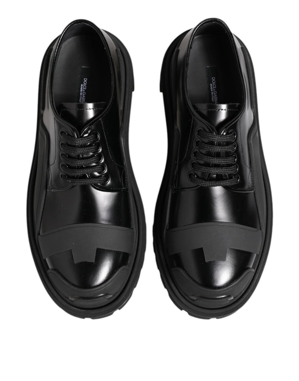 Dolce & Gabbana Black Patent Leather Trekking Derby Shoes - Zeiniez