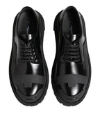 Dolce & Gabbana Black Patent Leather Trekking Derby Shoes - Zeiniez