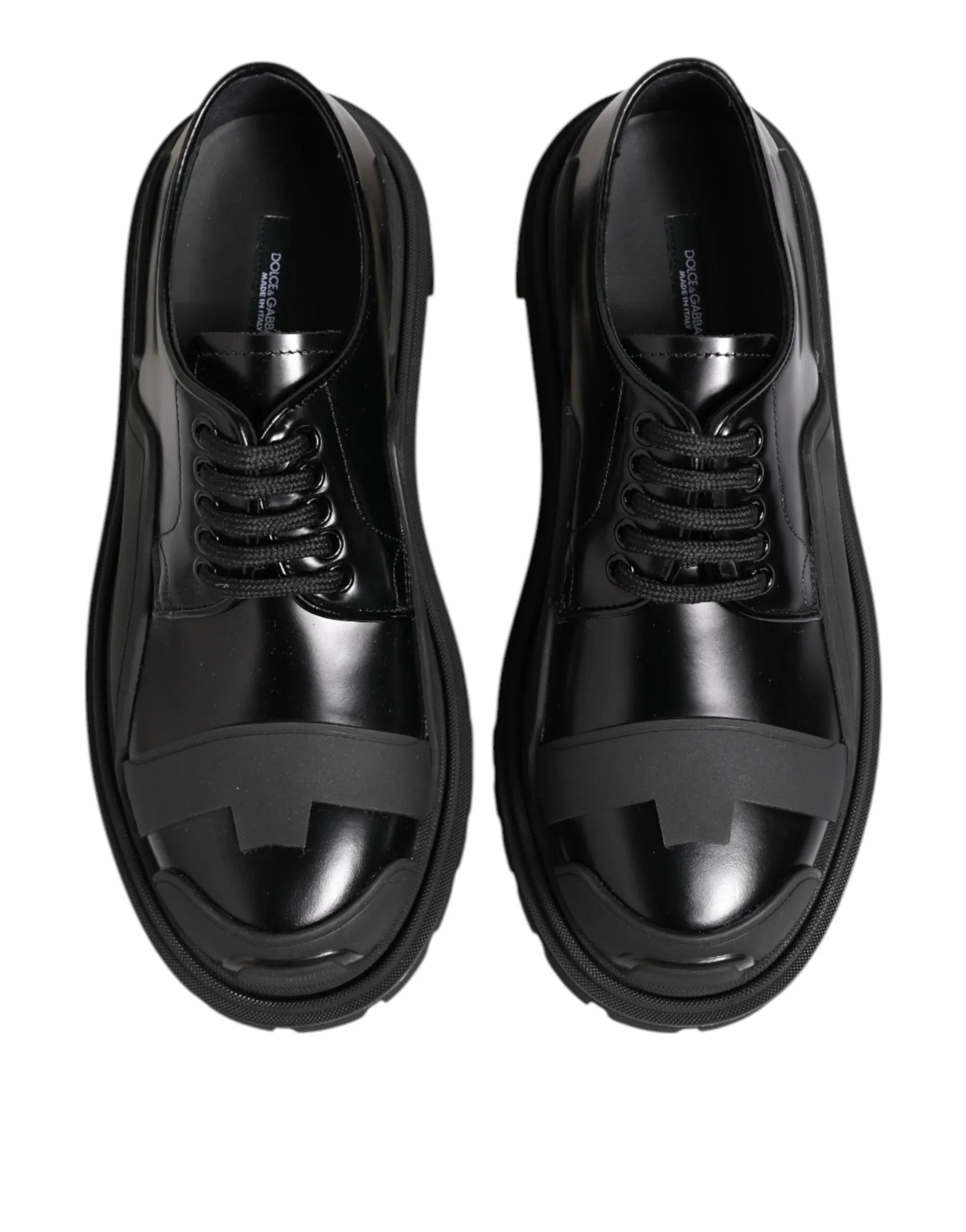 Dolce & Gabbana Black Patent Leather Trekking Derby Shoes - Zeiniez