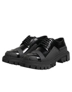 Dolce & Gabbana Black Patent Leather Trekking Derby Shoes - Zeiniez
