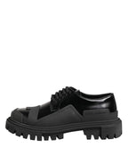 Dolce & Gabbana Black Patent Leather Trekking Derby Shoes - Zeiniez