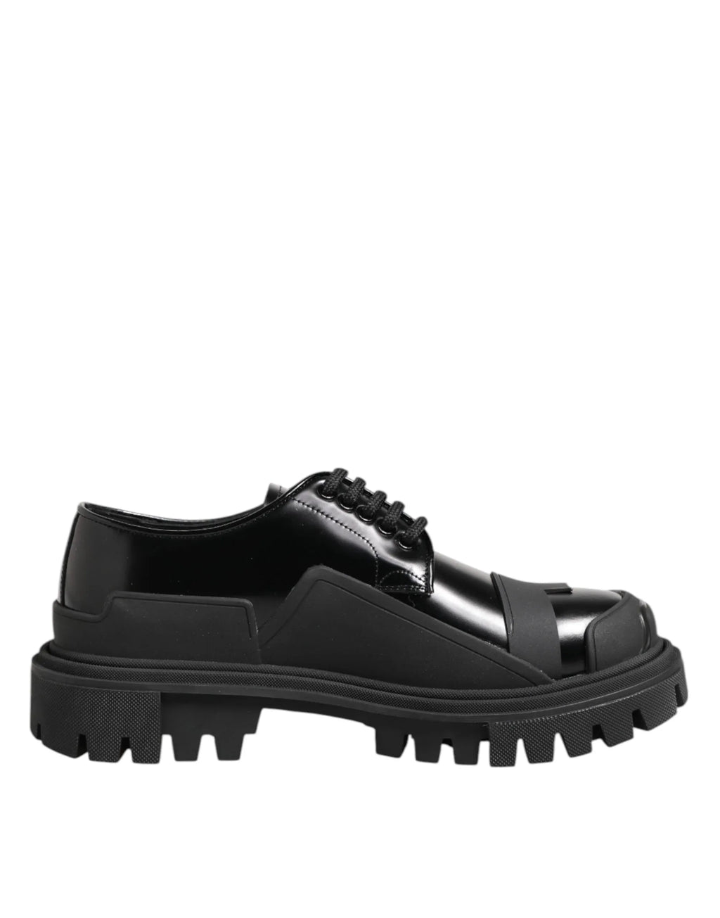 Dolce & Gabbana Black Patent Leather Trekking Derby Shoes - Zeiniez