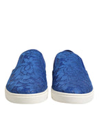 Dolce & Gabbana Blue Leather Lace Slip On Sneaker Shoes - Zeiniez